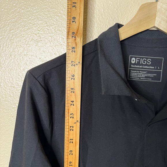 FIGS Technical Collection Shirt Men's Large Black Polo Long-Sleeve Scrub - Picture 7 of 9
